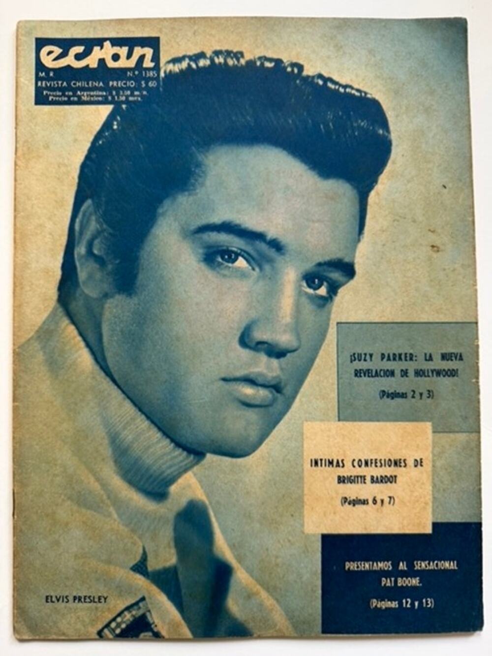 RARE Ecran Chile 1957 Elvis Presley Magazine Graceland Hollywood TCB King Creole
